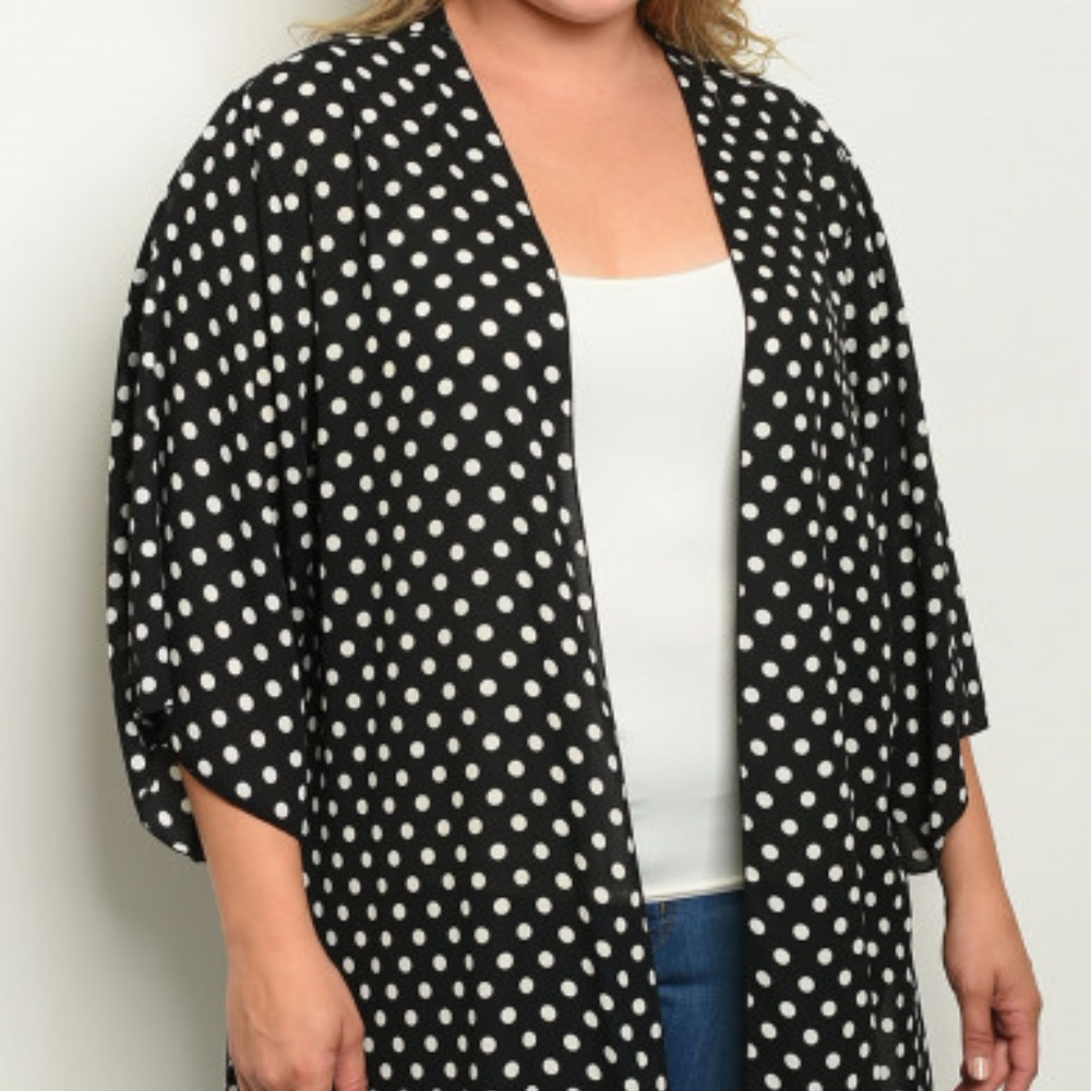 BLACK & WHITE CARDIGAN/ KIMONO - Picture 2 of 2